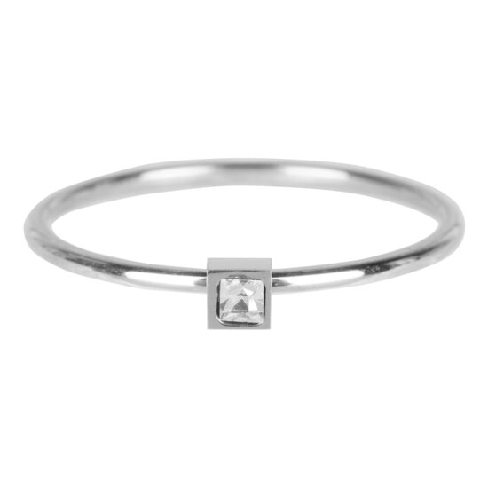 R500 Stylish Square Shiny Steel Crystal CZ