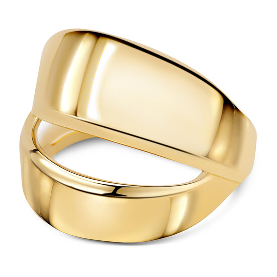 Charmin's Gold-Colored Chunky Ring with Double Ribbons Steel R1798 – Playful and Stylish