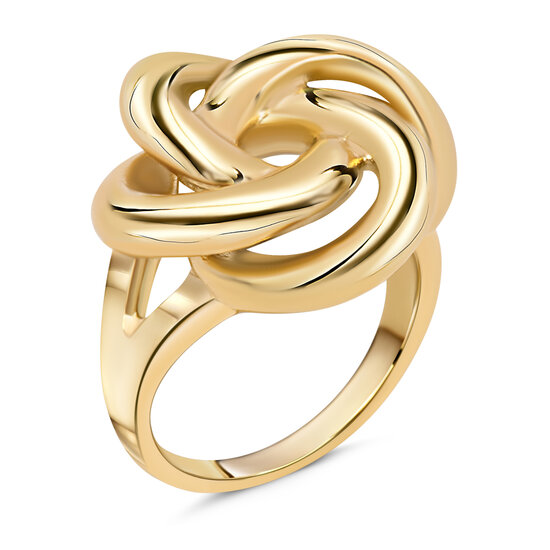 Charmin's Goudkleurige Chunky Ring met Mattenklopper Knoop Staal R1792 – Verbinding en Samenwerking