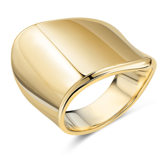 Charmin's Gold-Colored Chunky Ring with Diagonal Shape Steel R1791 – Modern and Edgy