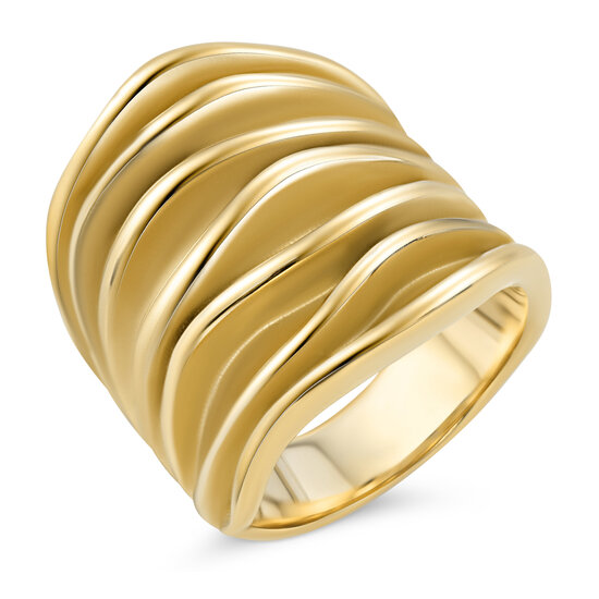 Charmin's Gold-tone Chunky Ring with Organic Shapes Steel R1790 – Modern and Bold