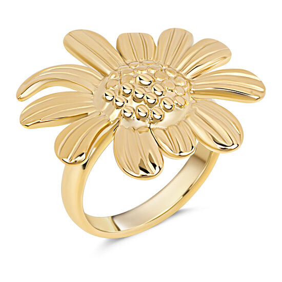 Charmin's Gold-Colored Chunky Ring with Flower R1789 – Trendy and Light