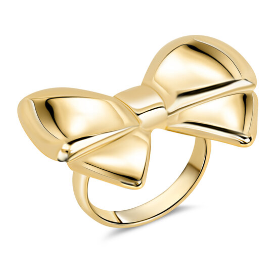 Charmin's Gold-Colored Chunky Ring with Large Bow Steel R1788 – Elegant and Playful