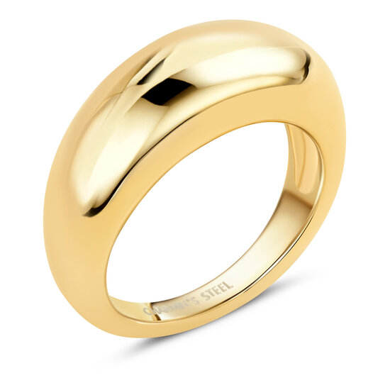 Charmin's Gold-Colored Chunky Ring with Oval Corner Shape Steel R1787 - Elegant and Tough