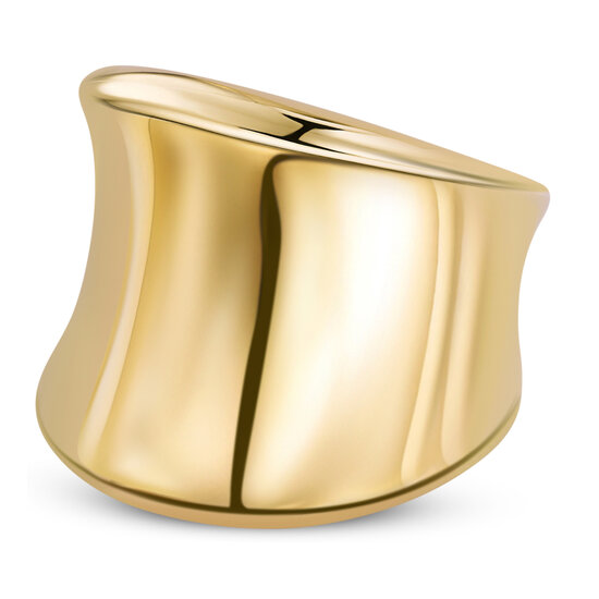 Charmin's Gold-Colored Chunky Ring with Sloping Shape Steel R1786 – Sleek and Modern