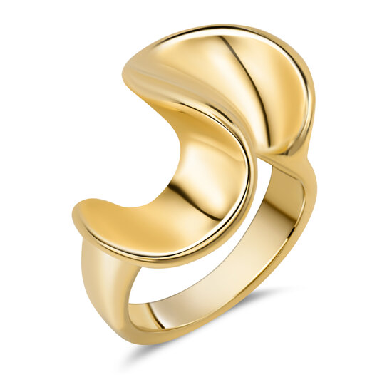 Charmin's Goudkleurige Chunky Ring met Swirl-Krul Staal R1783 – Speels en Uniek