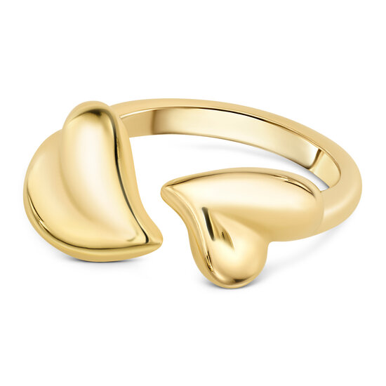 Charmin's Gold-Colored Chunky Ring with Two Hearts Steel R1773 – Romantic and Strong
