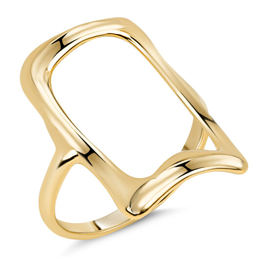Charmin's Gold-Colored Chunky Ring with Open Rectangle Steel R1771 – Strength and Space