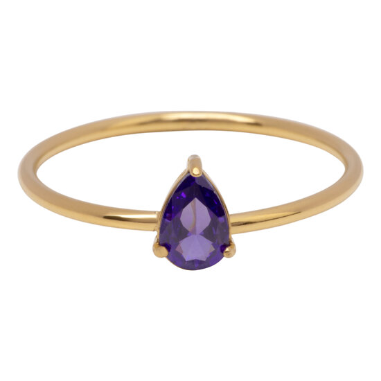 Charmin's Gold-Colored Ring with Teardrop-Shaped Lilac Crystal Stone R1747 – Soft Glamour