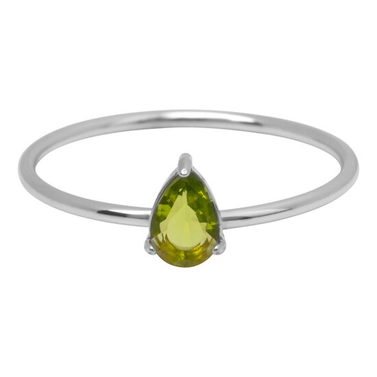 Charmin's Steel Ring with Teardrop Light Green Crystal Stone R1740 – Natural Touch