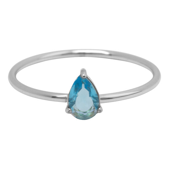 Charmin's Steel Ring with Drop-Shaped Light Blue Crystal Stone R1739 – Fris Design