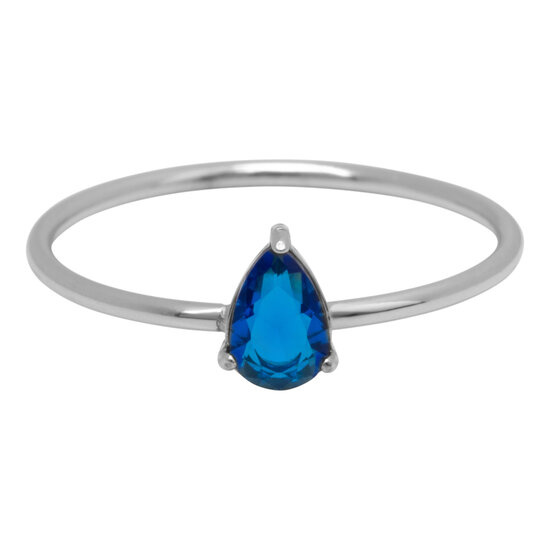 Charmin's Steel Ring with Teardrop Dark Blue Crystal Stone R1738 – Deep Elegant
