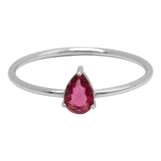 Charmin's Steel Ring with Teardrop-Shaped Pink Crystal Stone R1735 – Loving Look