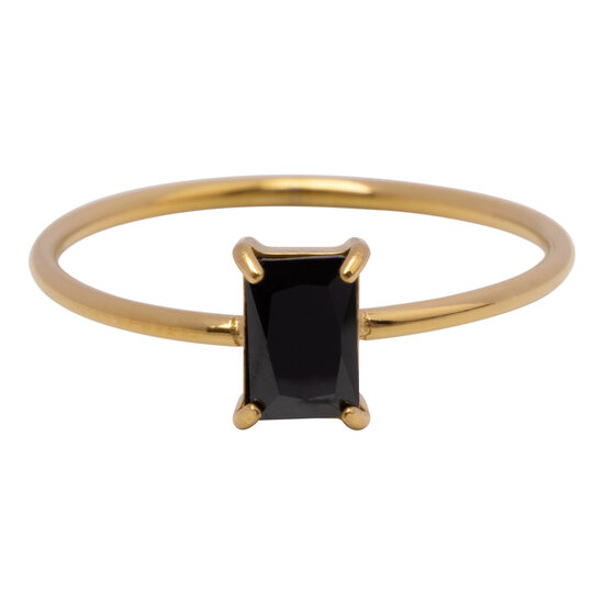 Charmin's Gold-Colored Ring Rectangular Black Stone R1732 – Graphic Class