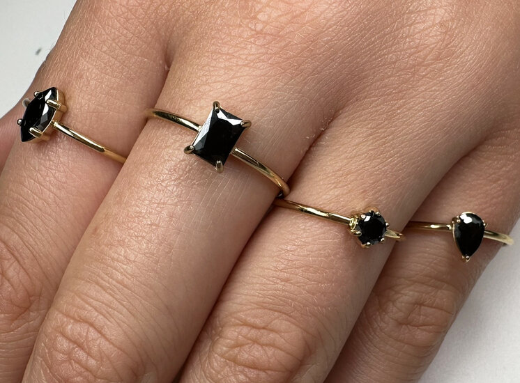 Charmin's Gold-Colored Ring Rectangular Black Stone R1732 – Graphic Class