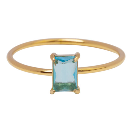 Charmin's Gold-Colored Ring Rectangular Light Blue Stone R1729 – Icy Soft