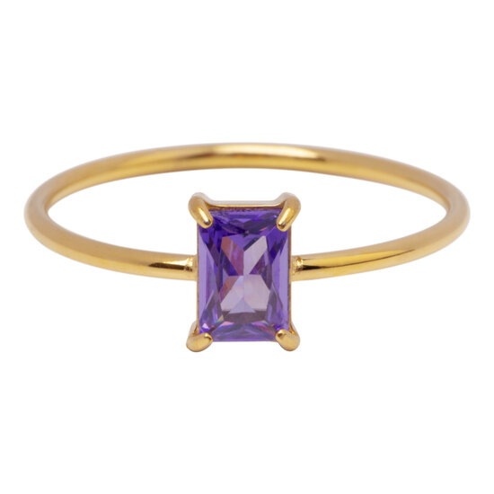 Charmin's Gold-Colored Ring Rectangular Purple Stone R1727 – Soft Glamour