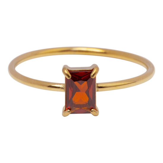 Charmin's Goudkleurige Ring Rechthoekig Ruby Rood Steentje R1726 – Koninklijke Look 