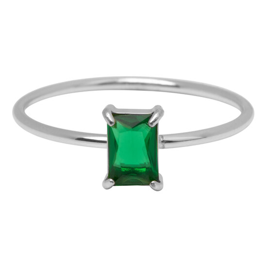 Charmin's Steel Ring Rectangular Dark Green Stone R1721 – Green Glamour