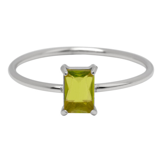 Charmin's Steel Ring Rectangular Light Green Stone R1720 – Natural Freshness