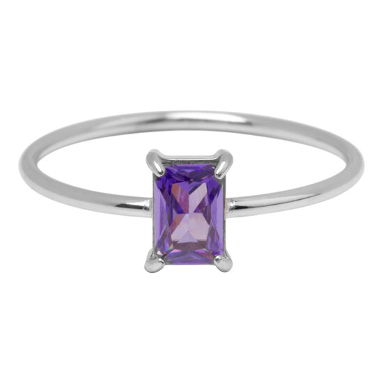 Charmin's Steel Ring Rectangular Purple Stone R1717 – Playful Pastel