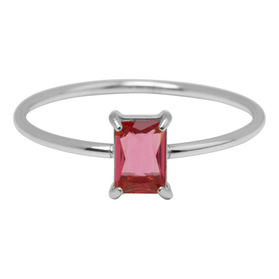 Charmin's Steel Ring Rectangular Pink Stone R1715 – Soft Statement