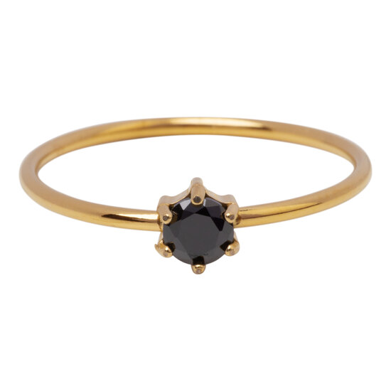 Charmin's Gold-Colored Ring Round Black Stone Crystal R1712 – Graphic Statement