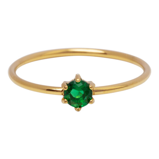 Charmin's Gold-Colored Ring Round Dark Green Stone Crystal R1711 – Deep Green Detail