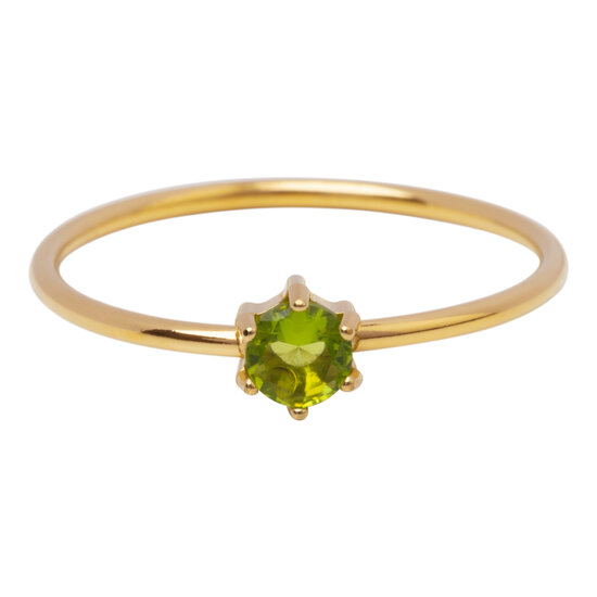 Charmin's Gold-Colored Ring Round Light Green Stone Crystal R1710 – Fresh Smile