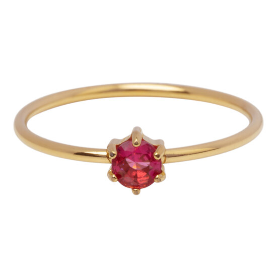 Charmin's Gold-Colored Ring Round Pink Stone Crystal R1705 – Sweet & Chic