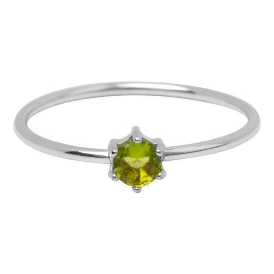 Charmin's Steel Ring Round Light Green Stone Crystal R1700 – Naturally Clear