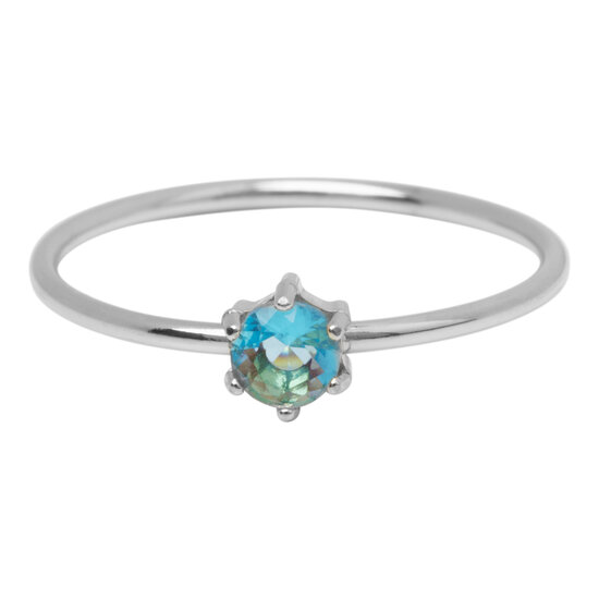 Charmin's Steel Ring Round Light Blue Stone Crystal R1699 – Fresh Blue Accent