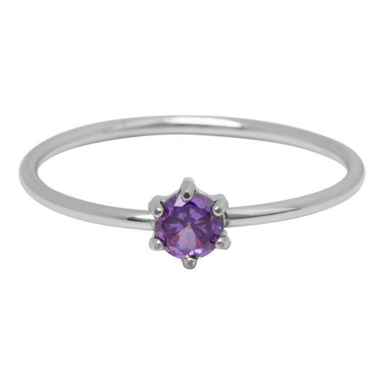 Charmin's Steel Ring Round Purple Stone Crystal R1697 – Dreamy Detail