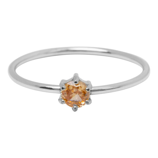 Charmin's Steel Ring Round Champagne Stone Crystal R1694 – Warm Sparkle