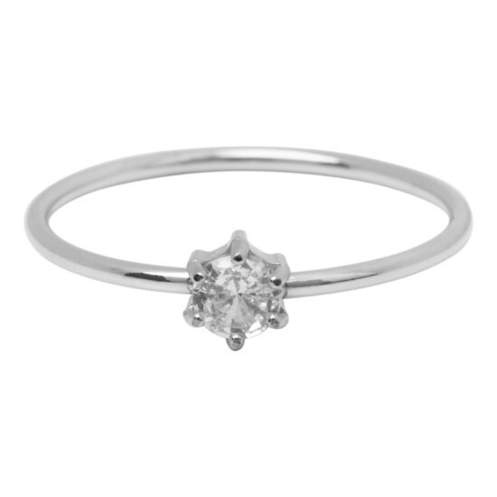 Charmin's Steel Ring Round White Stone Crystal R1693 – Minimalist Shine