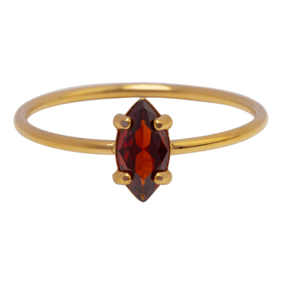 Charmin's Goudkleurige Ring met Ellipsvormig Ruby Rood Kristal R1686 – Passie in Detail