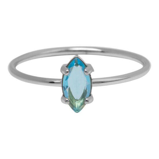 Charmin's Steel Ring with Elliptical Light Blue Crystal Stone R1679 – Clear Freshness