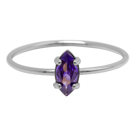 Charmin's Steel Ring with Elliptical Purple Crystal Stone R1677 – Soft Color
