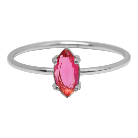 Charmin's Steel Ring with Elliptical Pink Crystal Stone R1675 – Romantic Detail