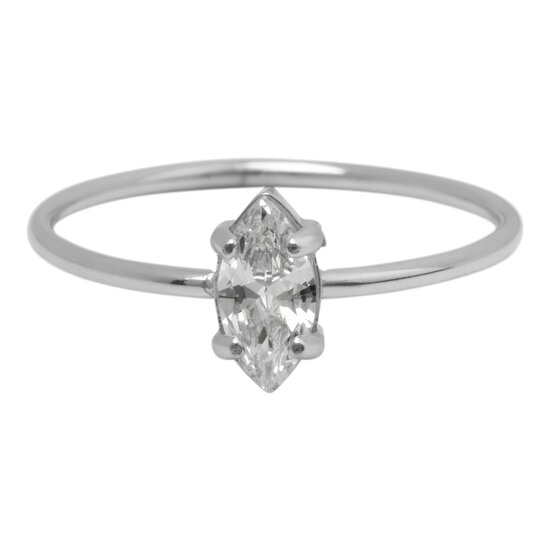 Charmin's Steel Ring with Elliptical White Crystal Stone R1673 – Timeless Elegance