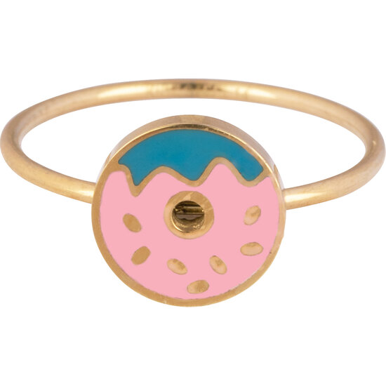 KR104 Donut Goudkleurig staal Kinderring 