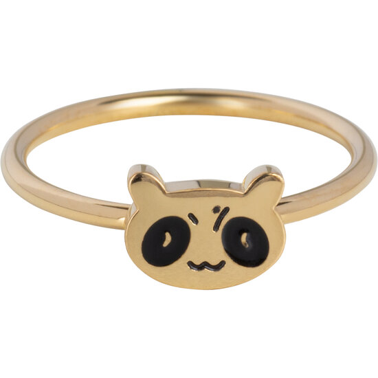 KIDZ Goudkleurig Kinderring Vintage Panda Hoofdje Staal KR157 – Lief en Minimalistisch
