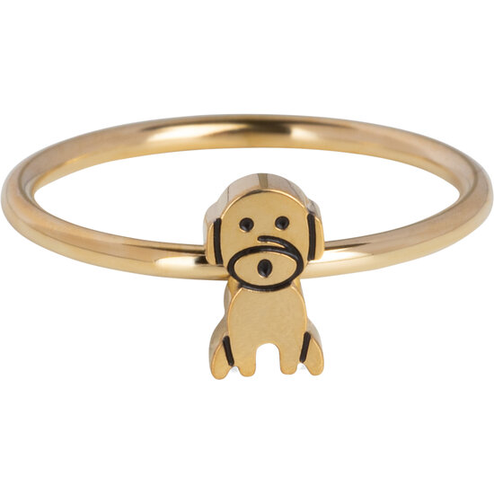 KIDZ Goudkleurig Kinderring Zittend Hondje Staal KR161 – Voor de Honden fan
