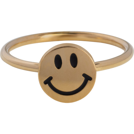 KIDZ Goudkleurig Smiley Kinderring Staal KR165 – Vrolijkheid op je Vinger