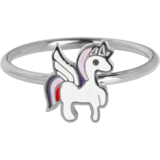  KIDZ Kinderring Staal met Unicorn en Vleugels KR194 – Magisch en Speels