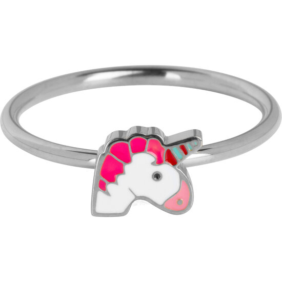 KIDZ Kinderring Staal met Unicorn Hoofdje KR198 – Magisch en Kleurrijk