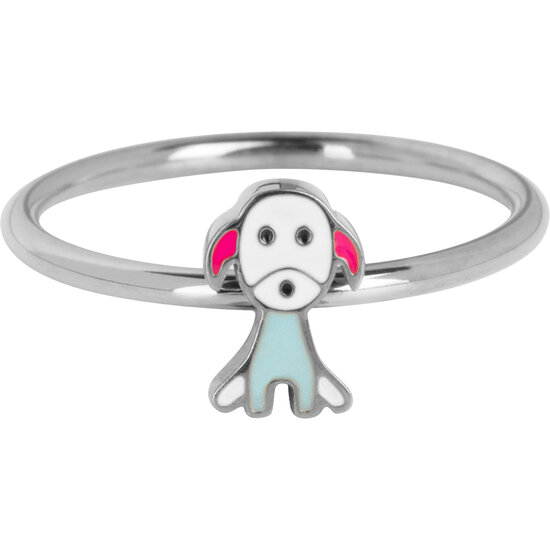 KIDZ Kinderring Staal met Lief Zittend Hondje KR206 – Schattig en Lief