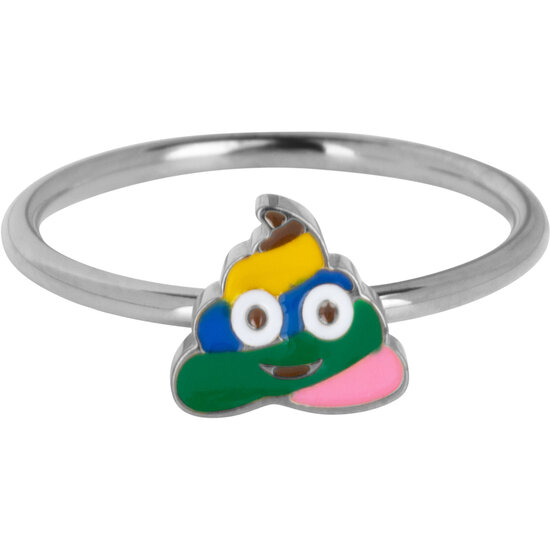 KIDZ Kinderring Staal Regenboog Emoticon Drolletje KR228 – Trendy en Grappig