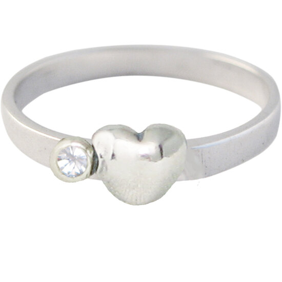 Ring KR33 'Cubic Diamond Heart and Diamond' White