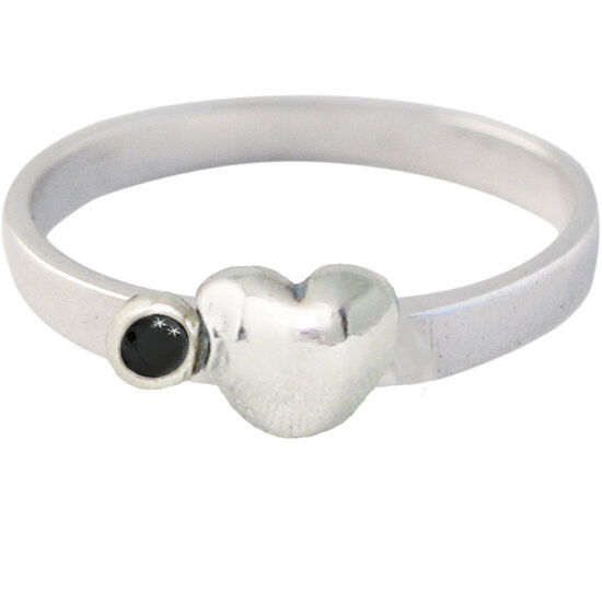 Ring KR34 'Cubic Heart and Diamond' Black